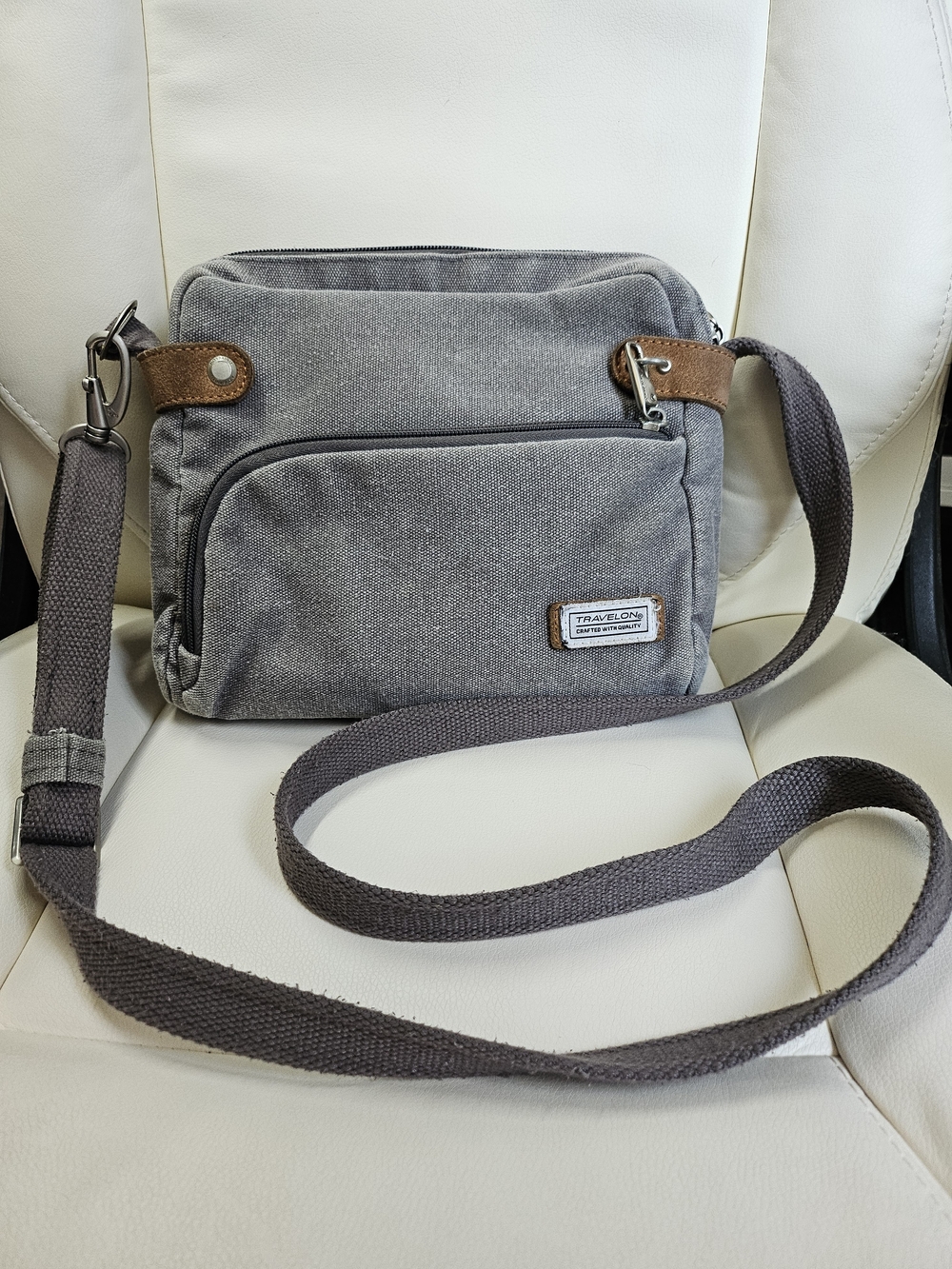 Travelon Gray Canvas Crossbody Bag